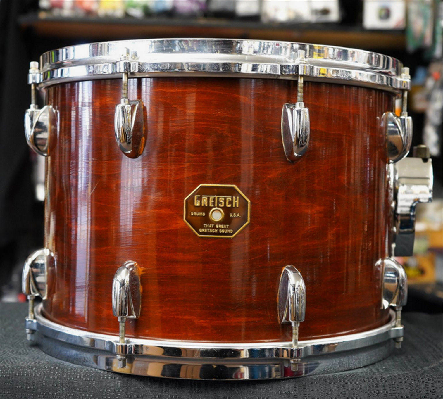 USED - Vintage 1970s Gretsch USA Custom Series 14" Maple Tom - Mahogany Stain Lacquer | 10x14"