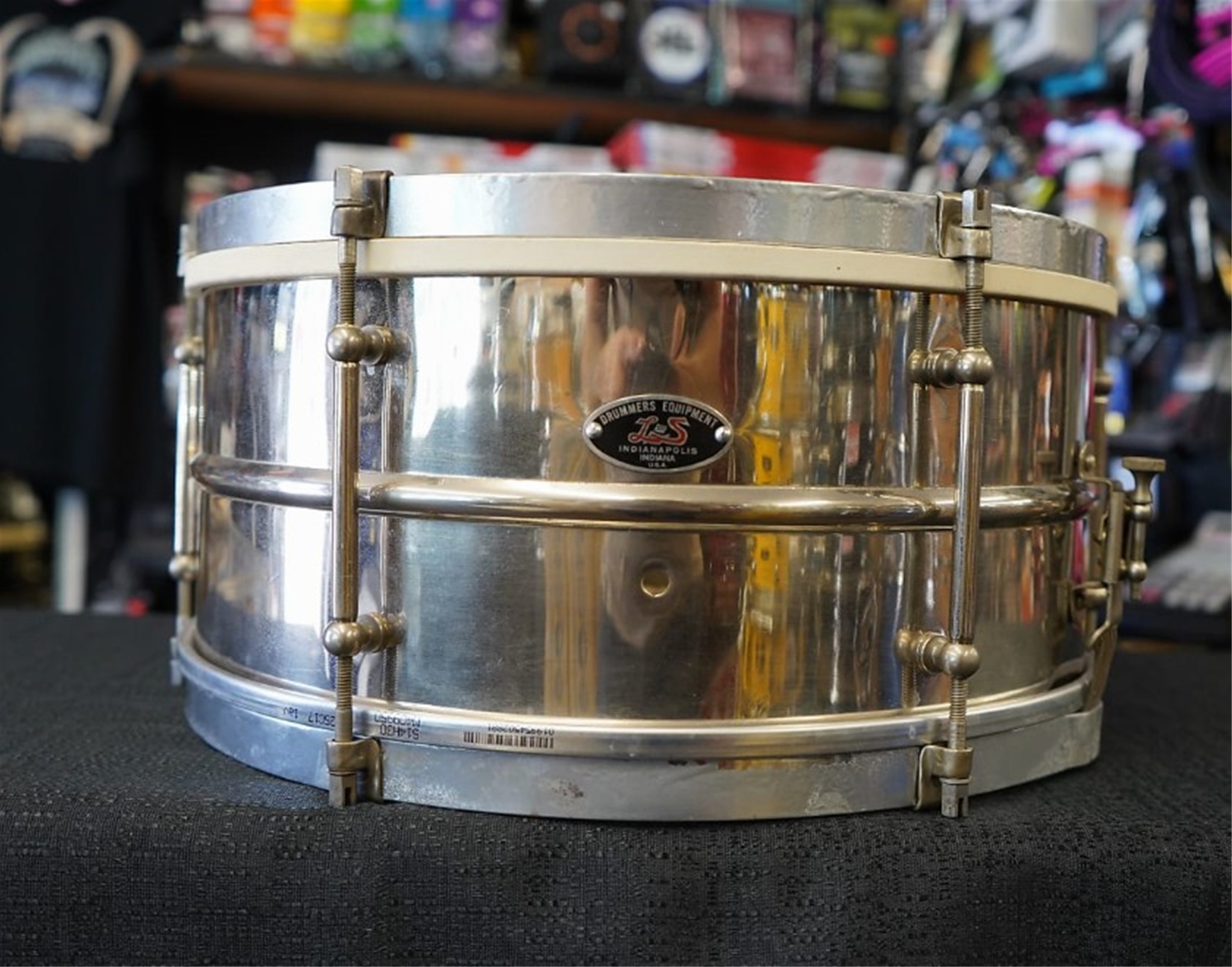 Vintage 1930s Leedy & Strupe 6.5x14" Stainless Steel Snare Drum