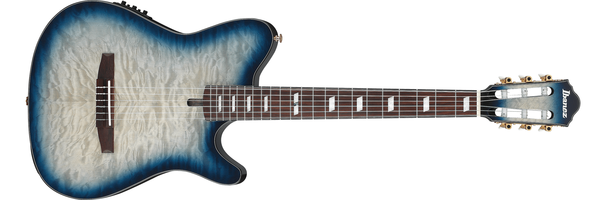 IBANEZ FRH20QMN CTL : Cosmic Blue Starburst Low Gloss 6-String Classical Electric Guitar