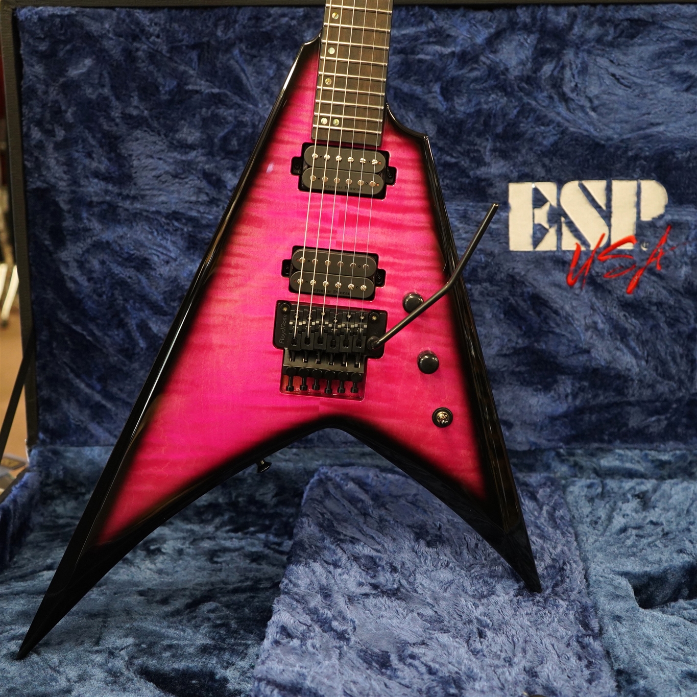 ESP USA V-II FR Bright Pink Black Burst 6-String Electric Guitar 2026