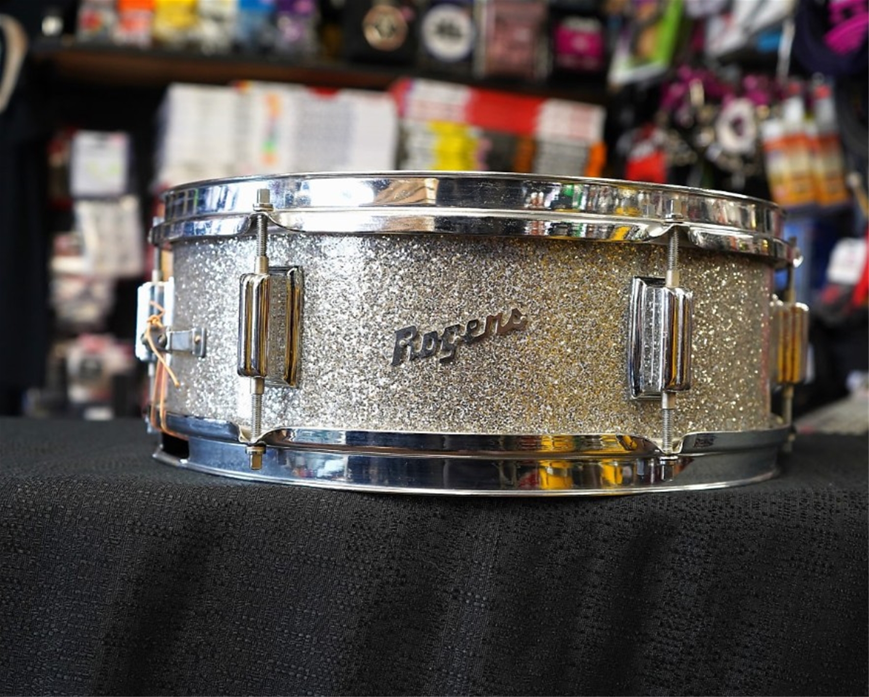 USED - Rogers Luxor Model 5x14" Maple Snare Drum - Silver Glass Glitter