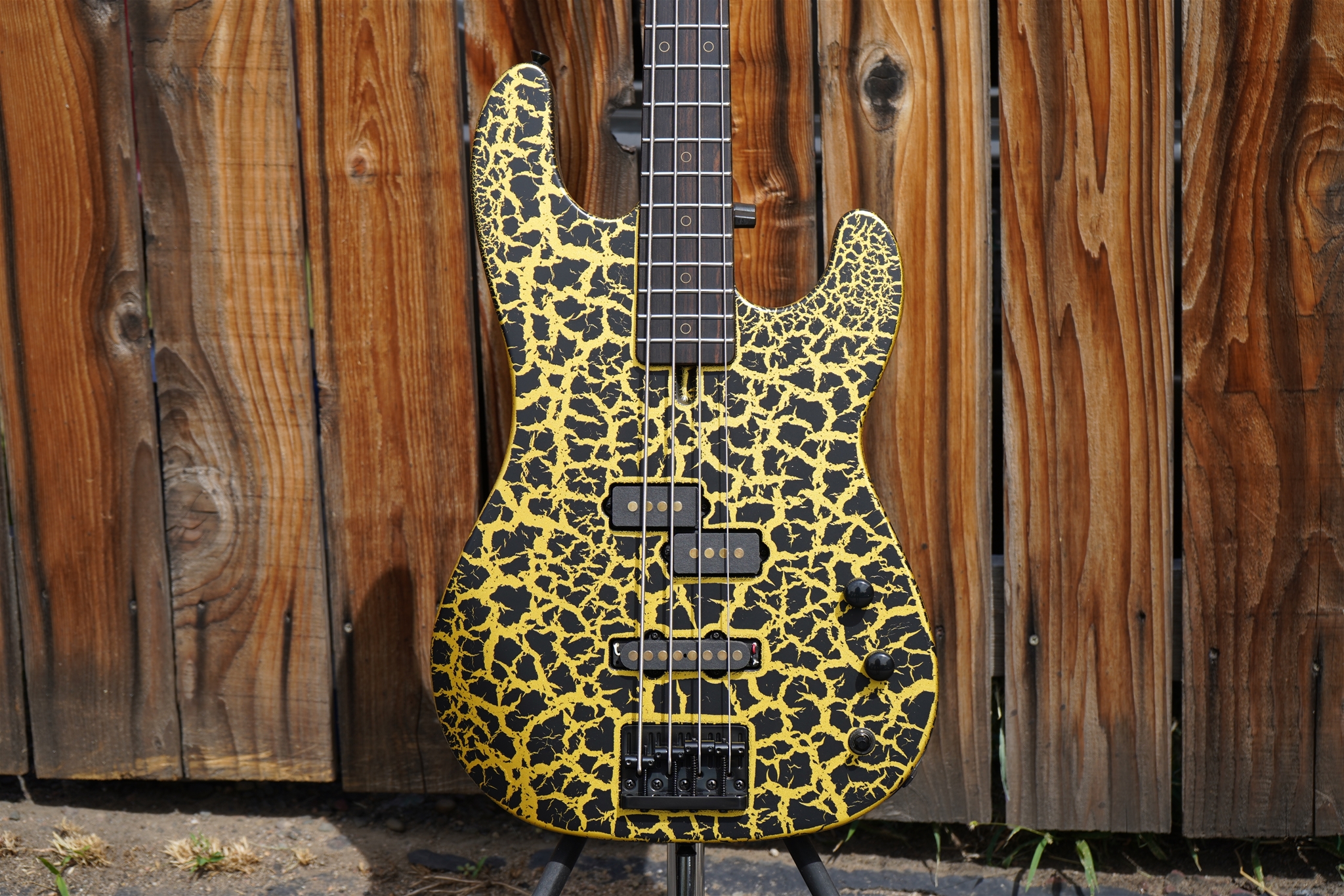 Schecter USA CUSTOM SHOP Model-T Black/Gold Satin Crackle 4-String Electric Bass Guitar 2025
