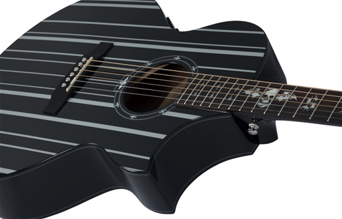 Schecter    DIAMOND SERIES  SYNYSTER GATES 'SYN AC-GA SC Black w/Silver Pinstripes   6-String Acoustic Electric Guitar  