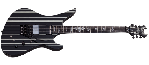 Schecter DIAMOND SERIES Synyster Gates Custom-S  Sustainiac  Black w/ Silver Pin Stripes 6-String Electric Guitar  