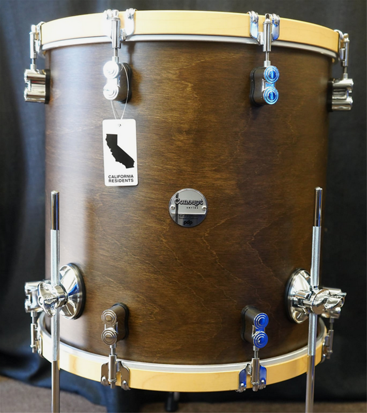PDP Concept Maple Classic 16" x 16" Floor Tom w/ Legs Walnut Stain with Natural wood Hoops  