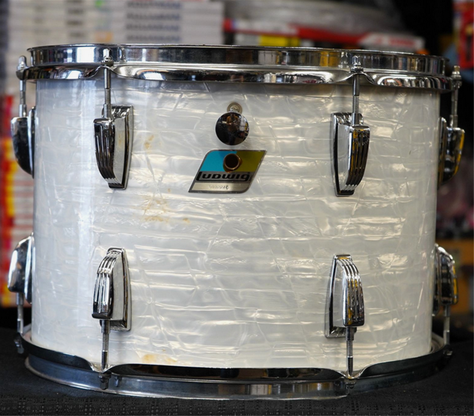 USED - Vintage 1980s Ludwig USA Classic Maple Series 14" Tom - White Marine Pearl | 10x14"