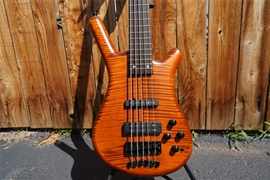 Warwick   Pro Series 2022 LTD 5 String Streamette, Special Amber Transparent Satin 5-String Electric Bass Guitar 2022