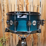 DW USA Collectors Series - Azure Blue Satin Oil - 6.5 x 14" Birch Snare Drum w/ Black Nickel Hdw.