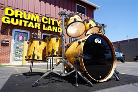 DW USA Collectors Exotic Series - Amber Stain Washout - 6pc Pure Maple Shell Pack w/ Exotic Mapa Burl Outers