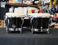 USED - LP Pro Fiberglass Bongos w/ Remo Fiberskyn Heads - Black Lacquer | LP-200XF-BK