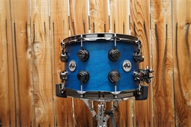 DW USA Collectors Series - 8 x 14" Pure Maple SSC/VLT Shell Snare Drum - Intense Azure Blue Satin Oil w/ Black Nickel Hdw.