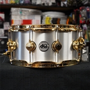 DW USA Collectors Series 6.5x14'' Thin Aluminum 1MM Shell Snare Drum w/ Gold Hdw.