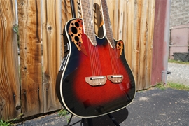 USED Ovation Celebrity  CSE225  Ruby Red Burst  6/12 Double Neck Acoustic/Electric Guitar w/case