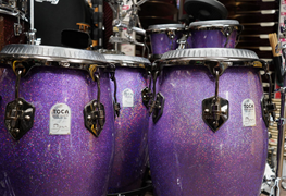 USED - Toca Percussion Jimmie Morales Signature Series Congas & Bongos Bundle w/ Stands - Purple Sparkle