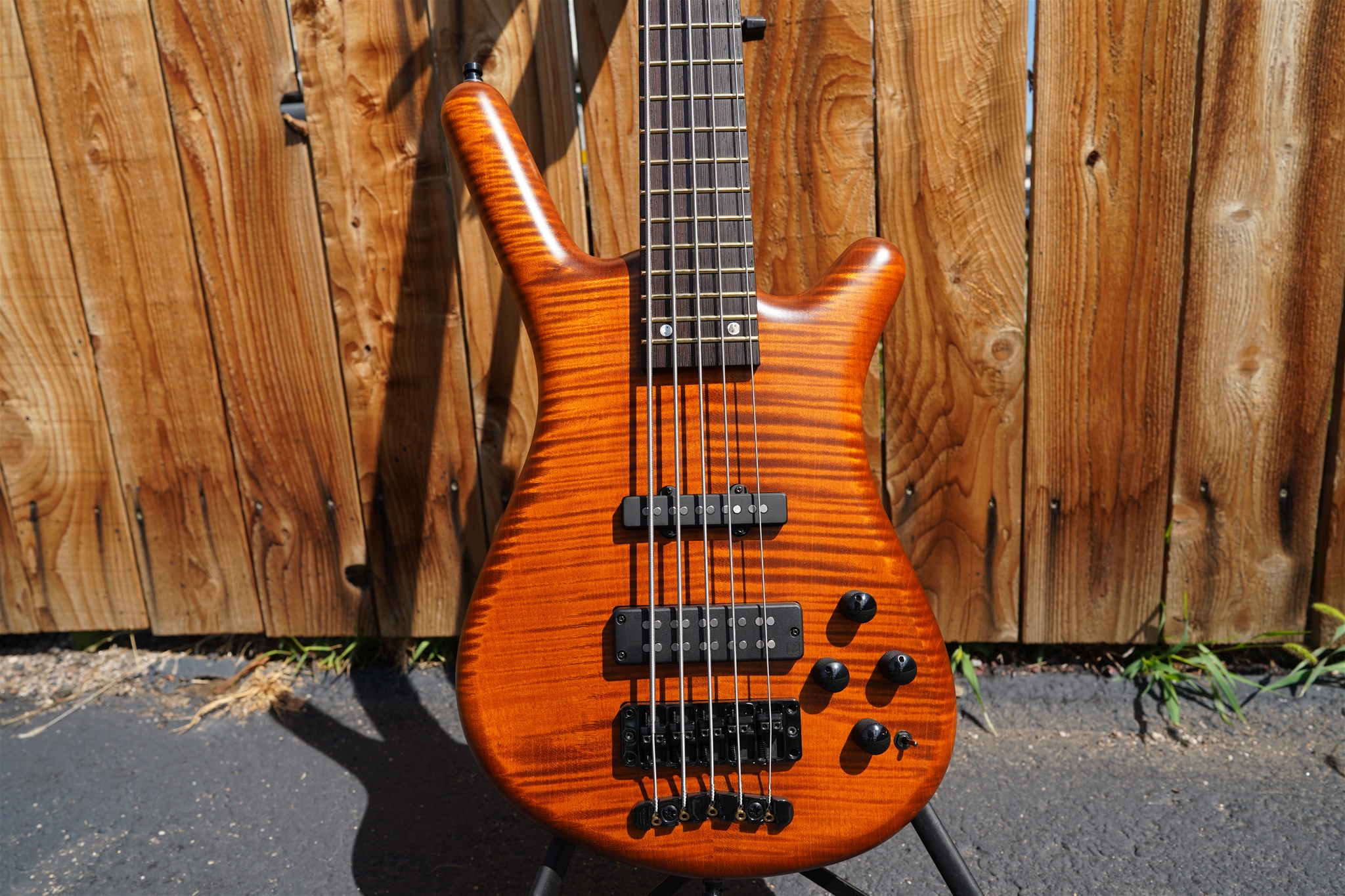 Warwick German  Pro Series 2022 LTD 5 String Streamette, Special Amber Transparent Satin 5-String Electric Bass Guitar  