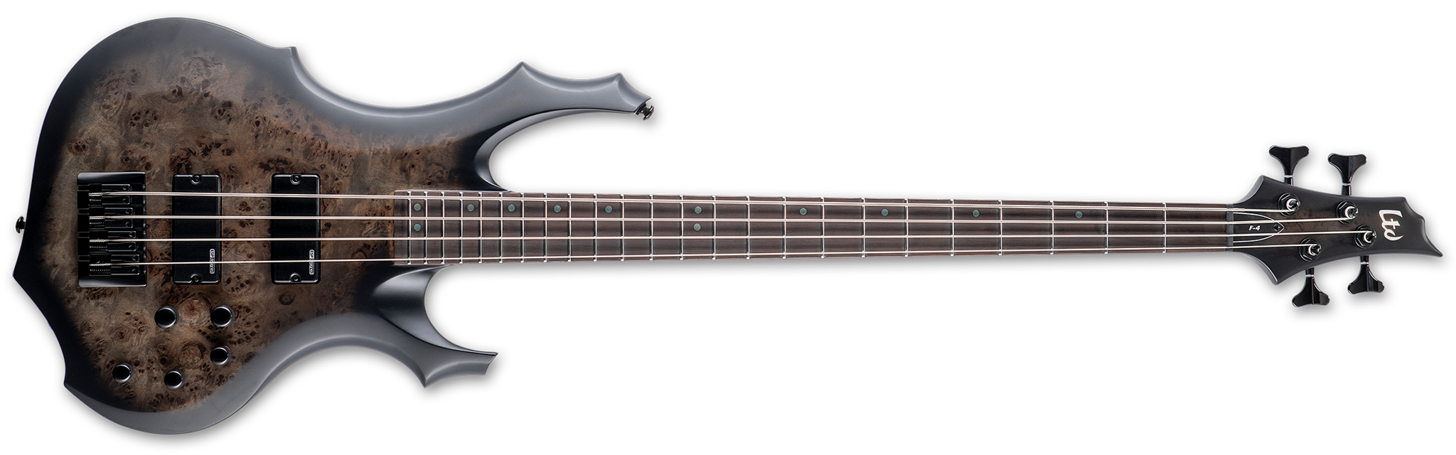 LTD F-4 Ebony Charcoal Burst Satin   4-String Electric Bass Guitar 2023