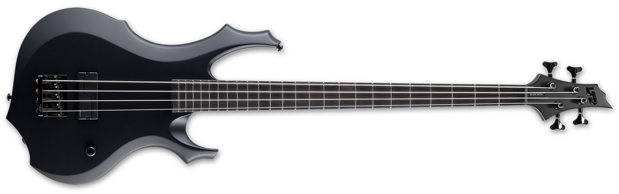 LTD F-4 Black Metal Black Satin 4-String Electric Bass Guitar 2023
