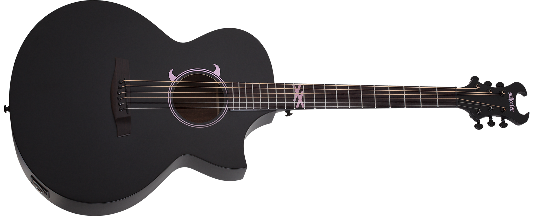 Schecter DIAMOND SERIES Machine Gun Kelly Satin Black  6-String Acoustic/Electric Guitar 2023