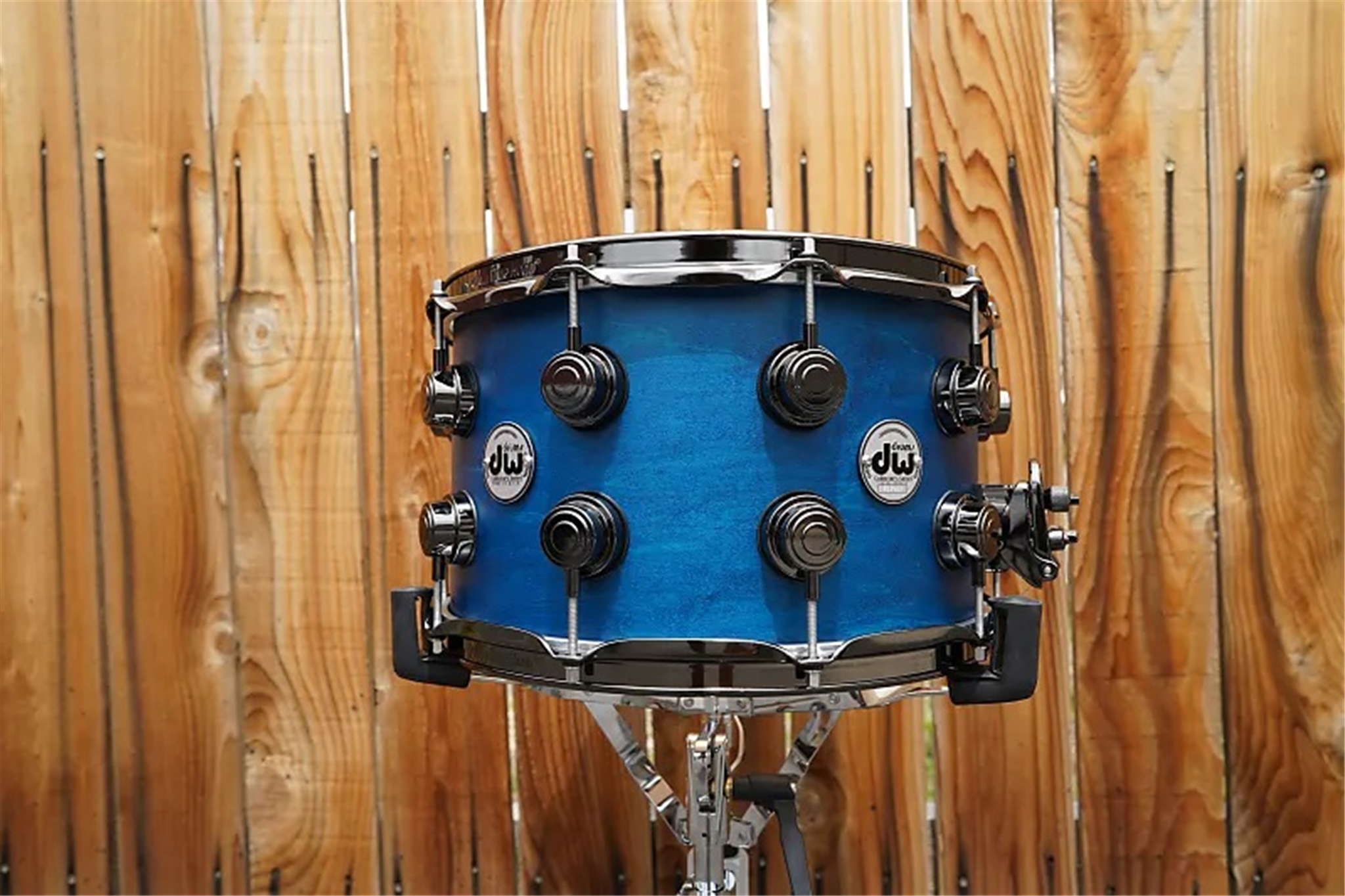 DW USA Collectors Series - 8 x 14" Pure Maple SSC/VLT Shell Snare Drum - Intense Azure Blue Satin Oil w/ Black Nickel Hdw.