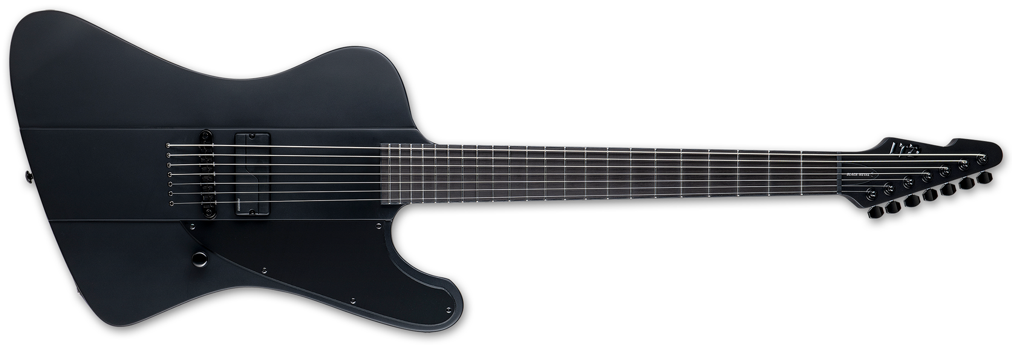 LTD Phoenix-7 Baritone Black Metal Black Satin 7-String Electric Guitar  