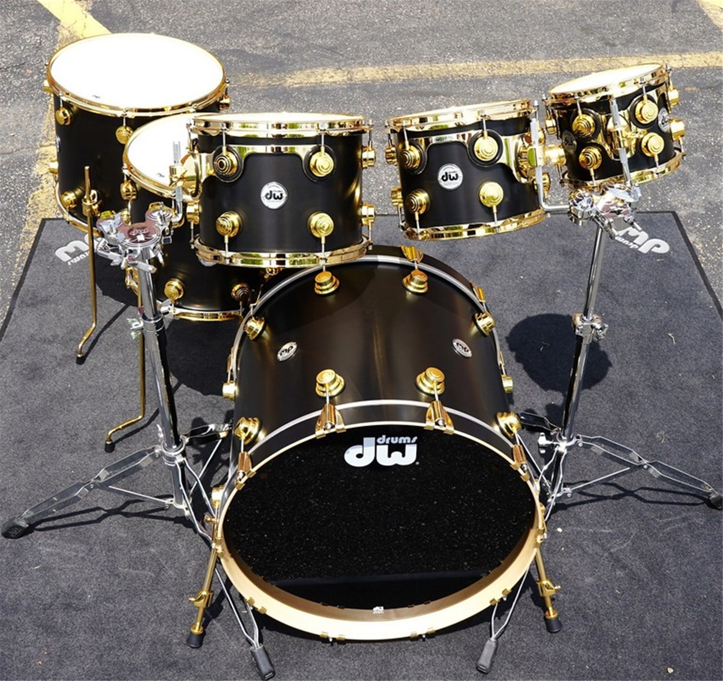 DW USA Collectors Series 6pc Pure Maple SSC Shell Pack - Dark Ebony Oil Finish w/ Gold Hardware 