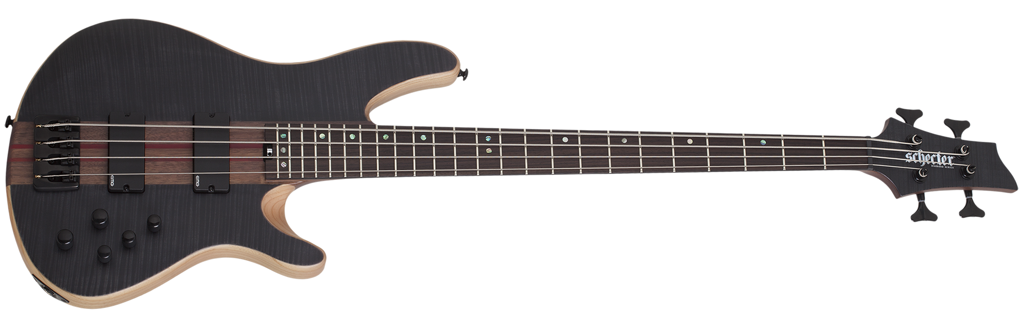 Schecter DIAMOND SERIES  Charles Berthoud CB-4 See Thru Black Satin 4-String Electric Bass Guitar 2024