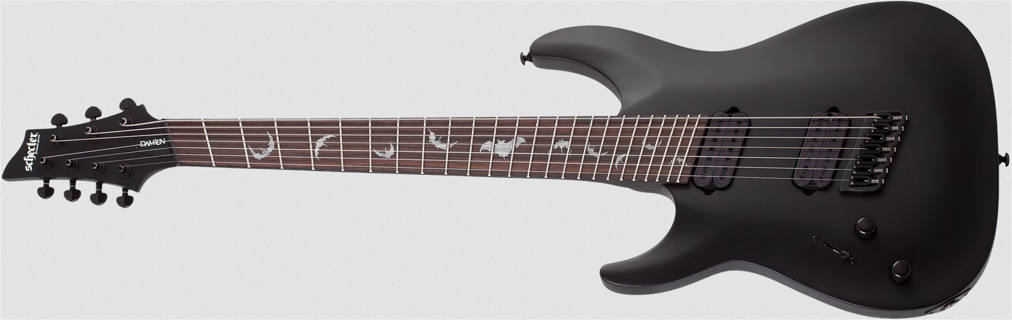 Schecter DIAMOND SERIES Damien-7 Multiscale Satin Black Left Handed 7-String Electric Guitar  
