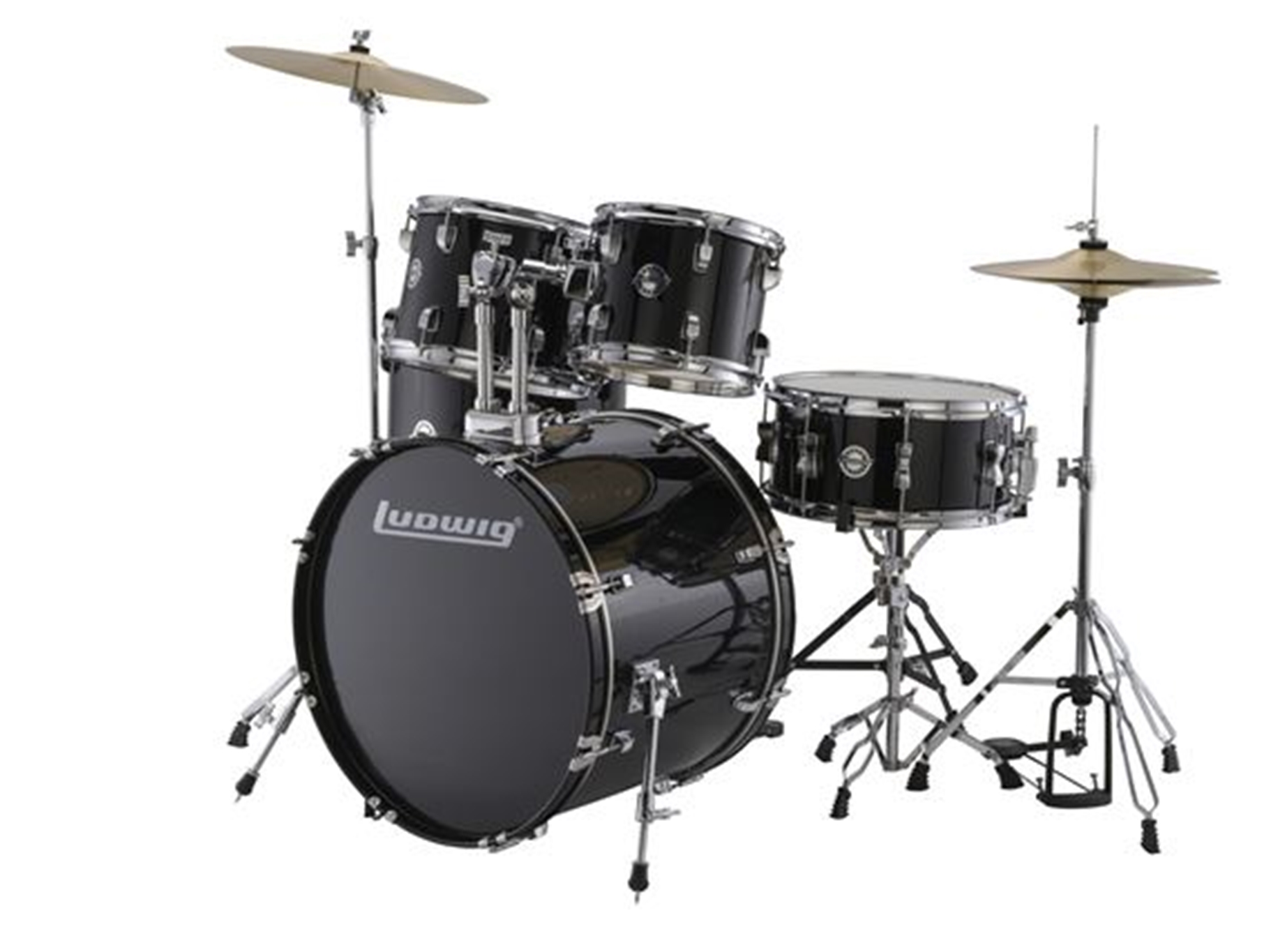 USED Ludwig Accent Drive Complete Outfit  - Black Sparkle - 5-piece Complete Drum Set with 20" Bass Drum