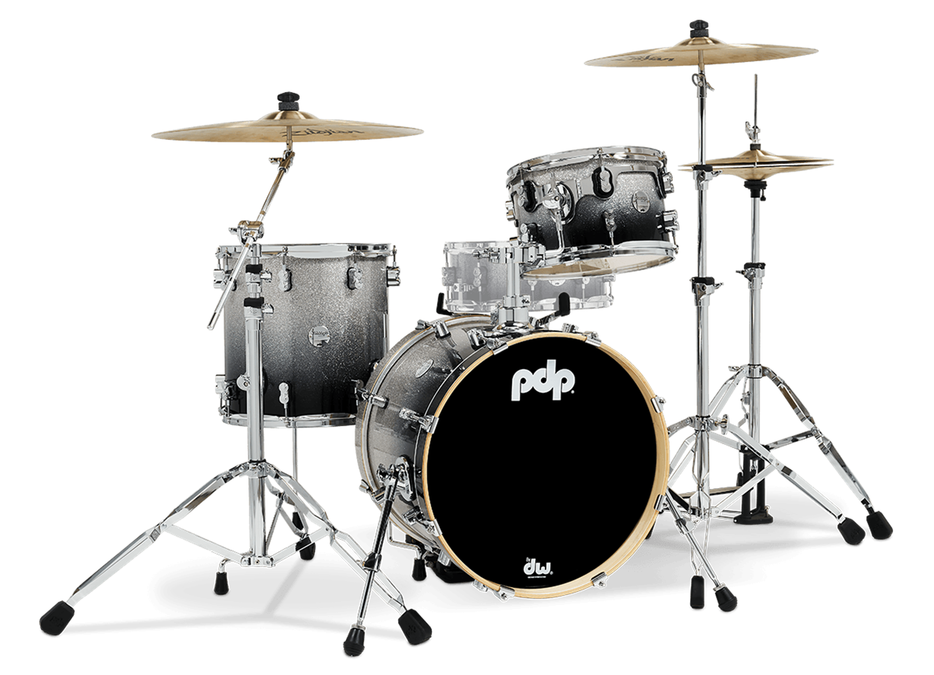 PDP PDCM18BPSB - CONCEPT MAPLE - SILVER TO BLACK FADE LACQUER - 3pc BOP SHELL PACK