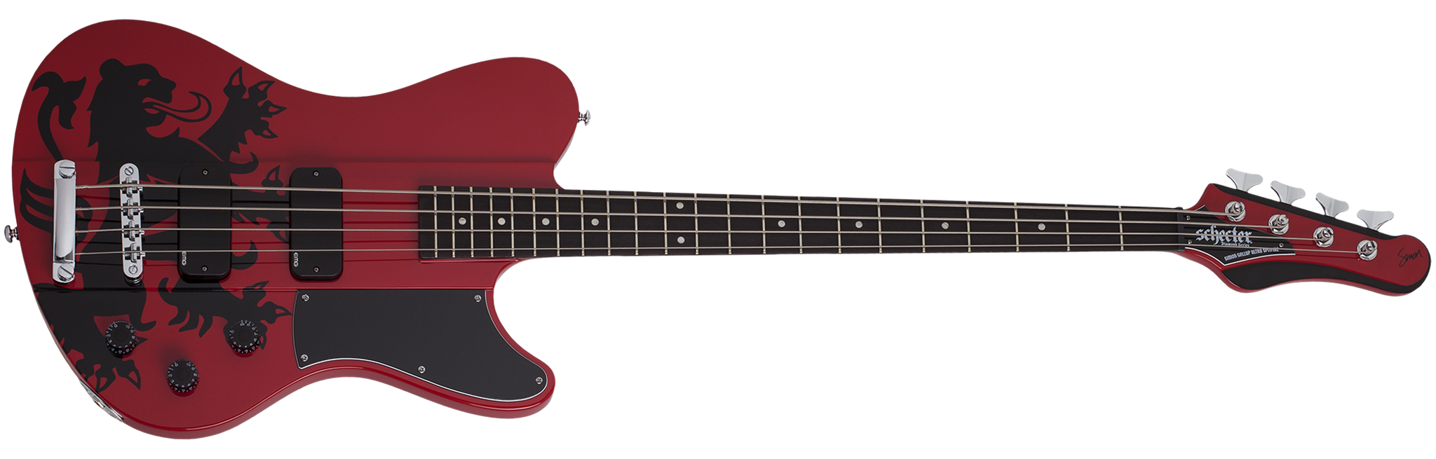 Schecter DIAMOND SERIES Simon Gallup Ultra Spitfire Red 4-String Electric Bass Guitar