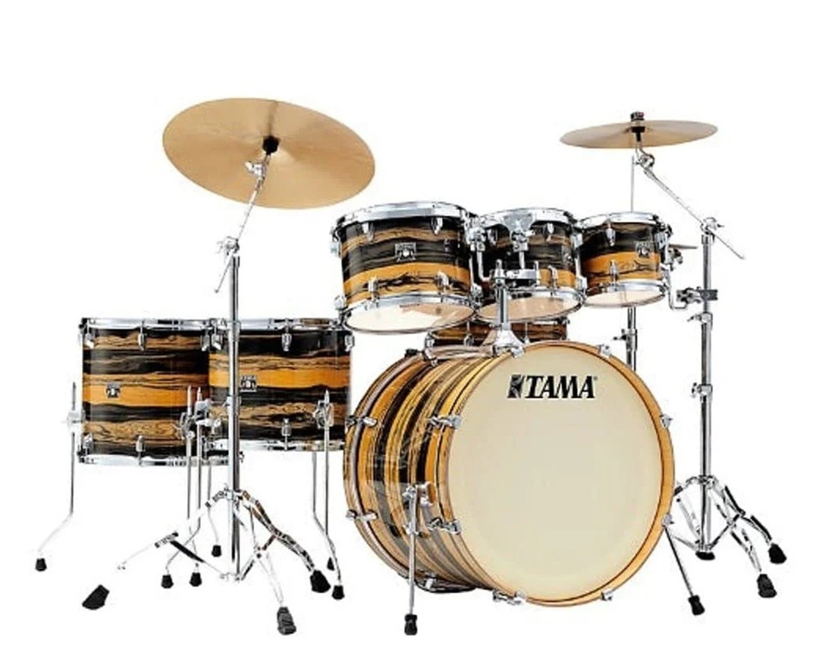 Tama CK72SNET Superstar Classic 7pc Drum Set Natural Ebony Tiger Wrap