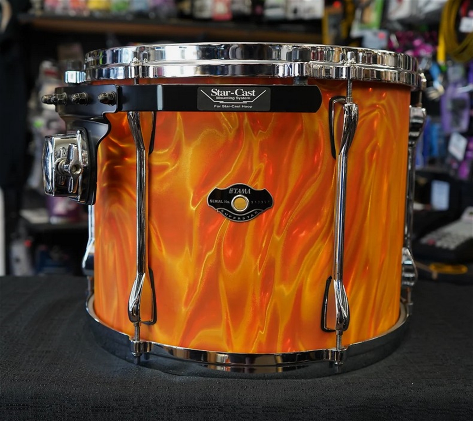 USED - Tama Superstar Series 14" Birch/Basswood Tom w/ DieCast Hoops - Orange Satin Flame | 11x14"