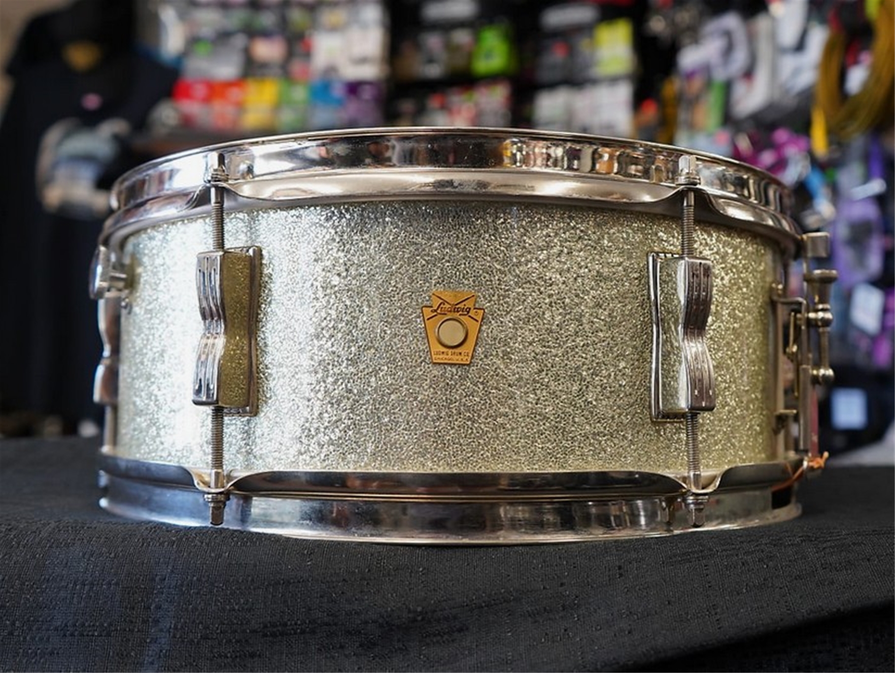 USED - 1965 Ludwig/Vintage USA 5x14" Snare Drum - Silver Sparkle Wrap