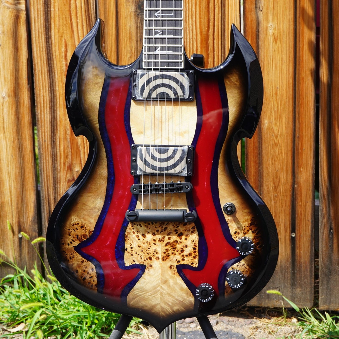 Wylde Audio Barbarian Special Edition Blood River Burl 6-String Electric Guitar