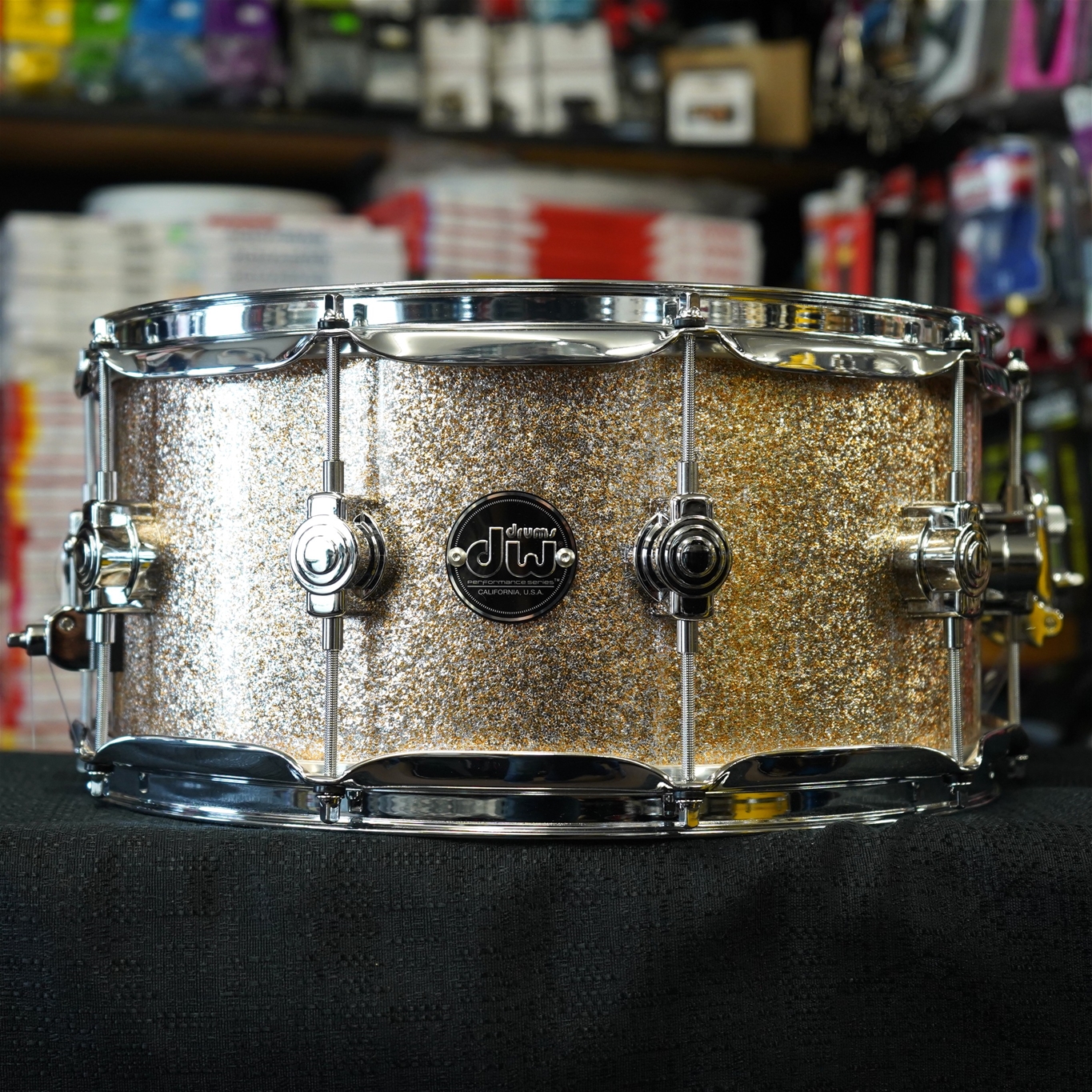 DW USA Performance Series 6.5x14" Pure Maple HVX Snare Drum - Bermuda Sand Sparkle FP