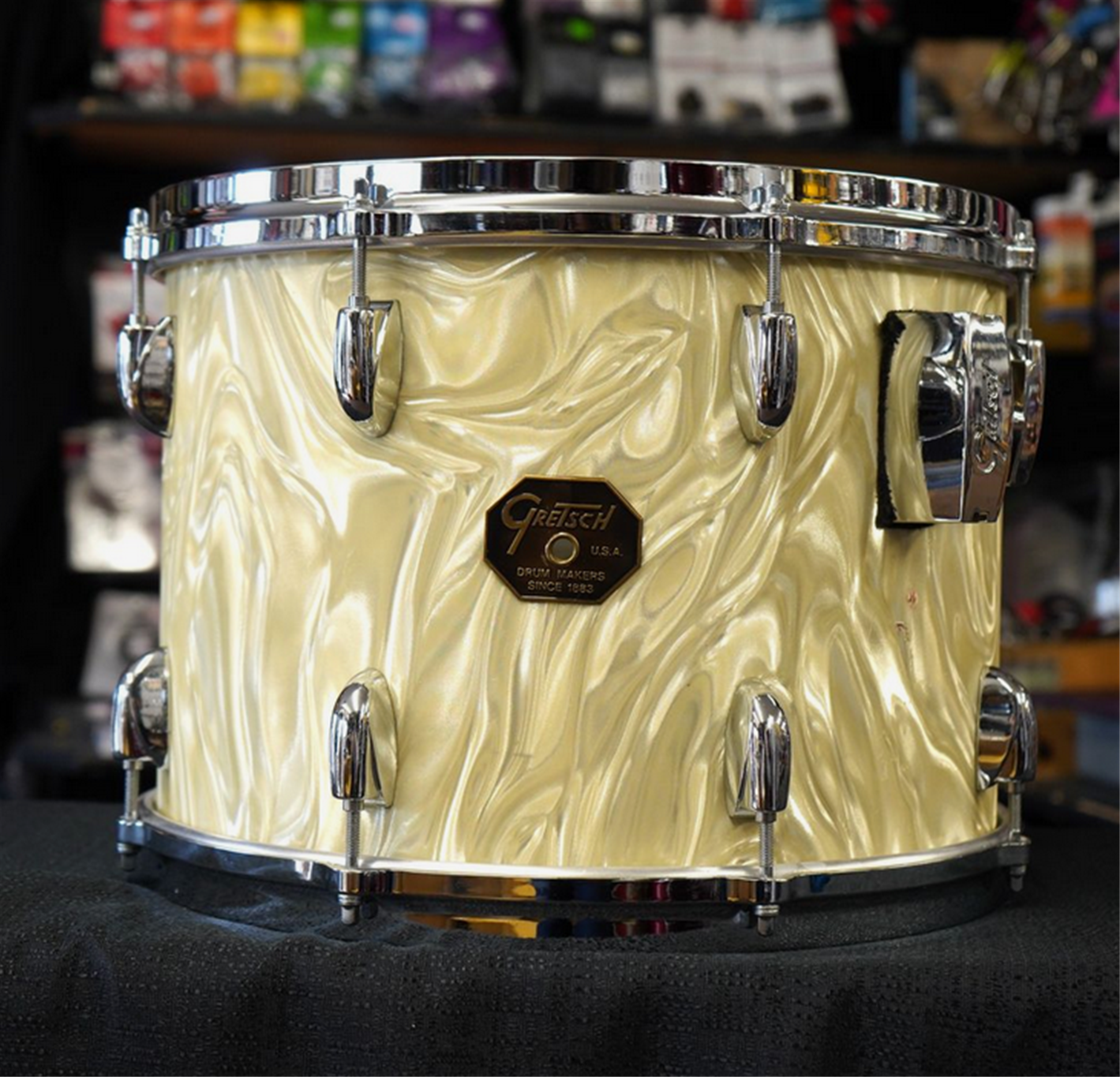 USED - Vintage 1970s Gretsch USA 14" Maple Tom - Yellow Satin Flame | 10x14"