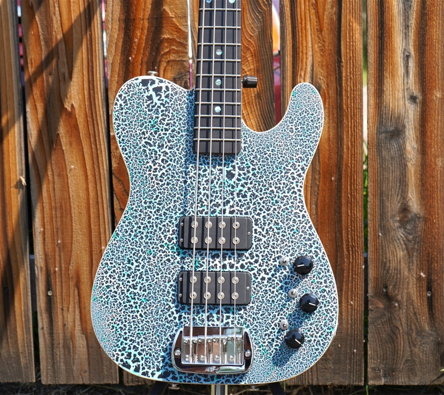 G&L USA Custom Shop ASAT Bass Black Crinkle Over Himalayan Blue   4-String Electric Bass Guitar 2025