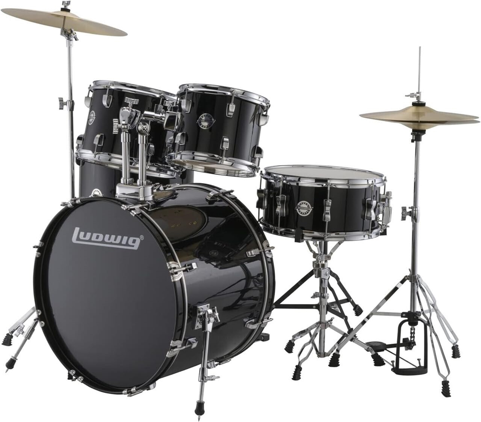 Ludwig LC19511 Accent Drive Complete Outfit  - Black Sparkle - 5-piece Complete Drum Set w/ 22" Bass Drum
