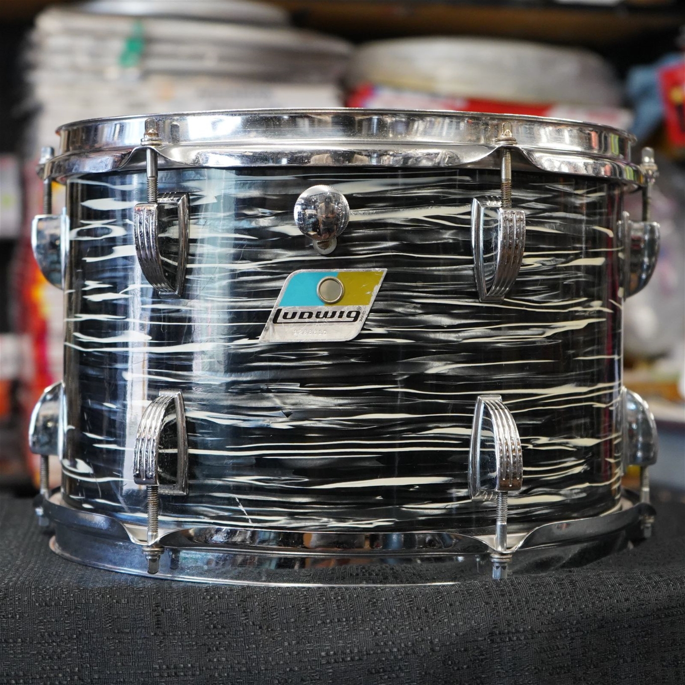 Vintage 1970s Ludwig USA 12" Maple/Mahogany Tom - Black Oyster Pearl | 8x12"