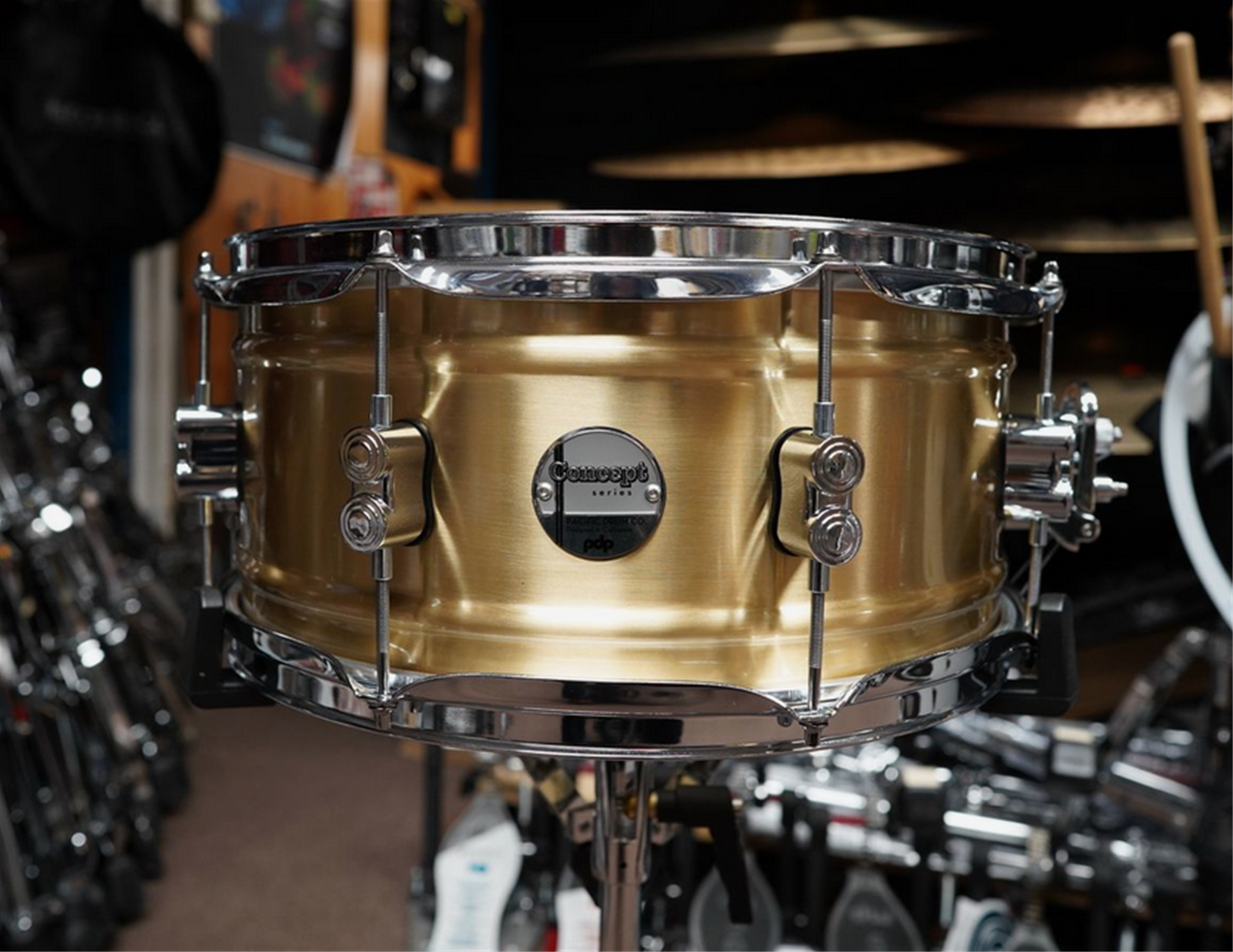 PDP Concept Series 6.5 x 14" Natural Satin Brass Shell Snare Drum (1.2mm Shell)