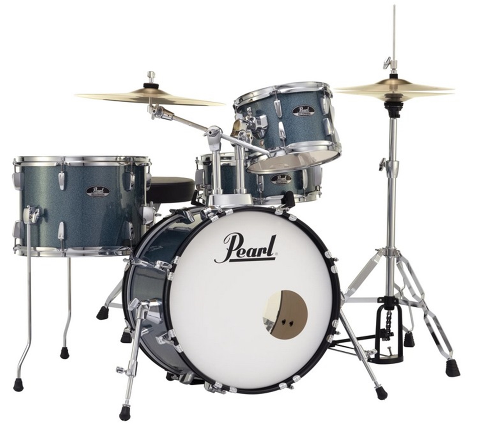 Pearl Roadshow RS584C/C 4-piece Complete Drum Set w/ Cymbals & Hardware - Aqua Blue Glitter