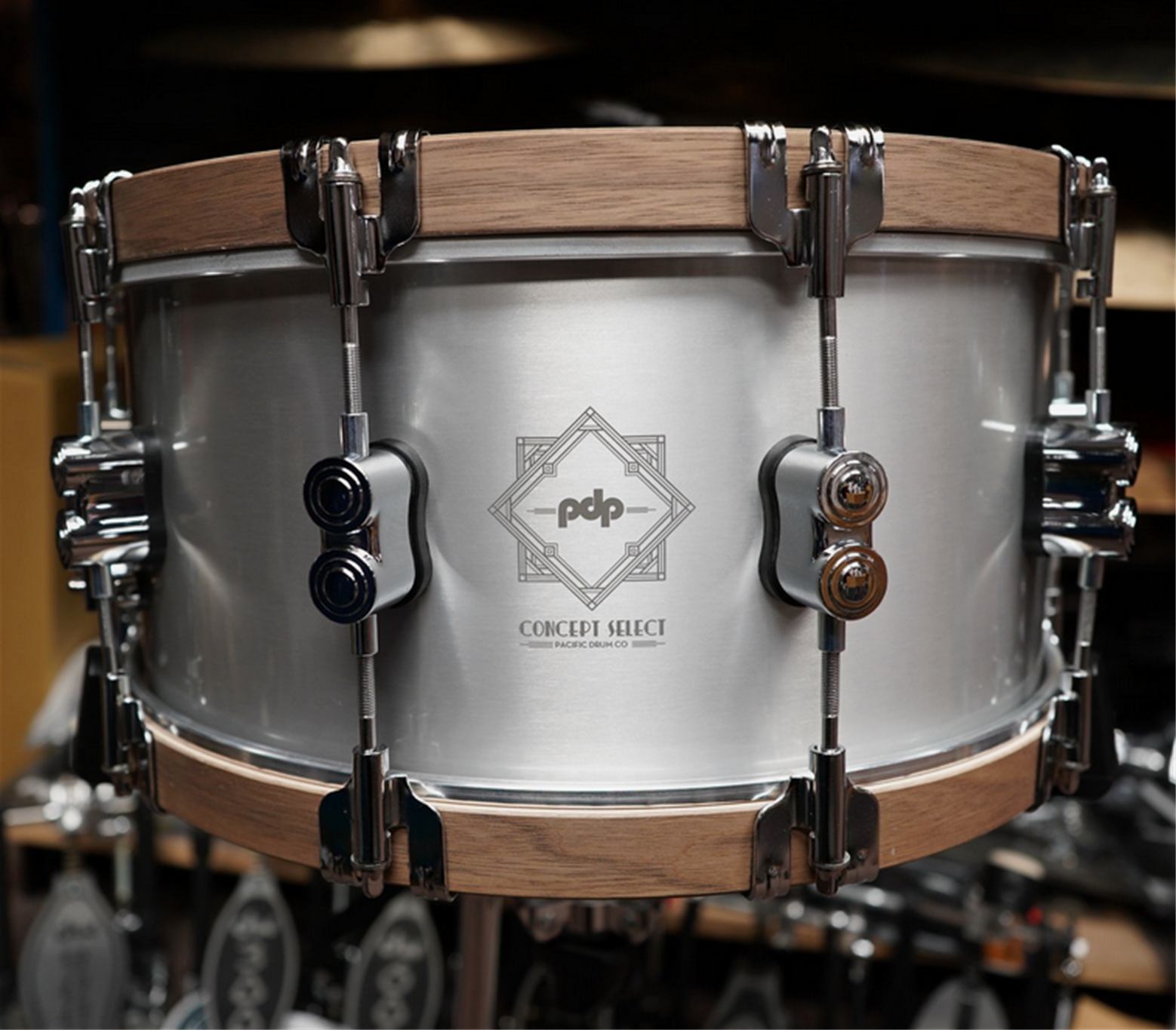 PDP Concept Select PDSN6514CSAL Aluminum 6.5" x 14" Snare Drum w/ Walnut Hoops