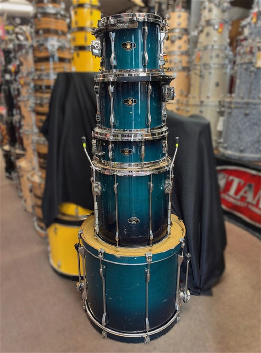 USED - Tama Superstar Classic Series 5pc Birch Shell Pack - Blue Lacquer Burst w/ DieCast Hoops