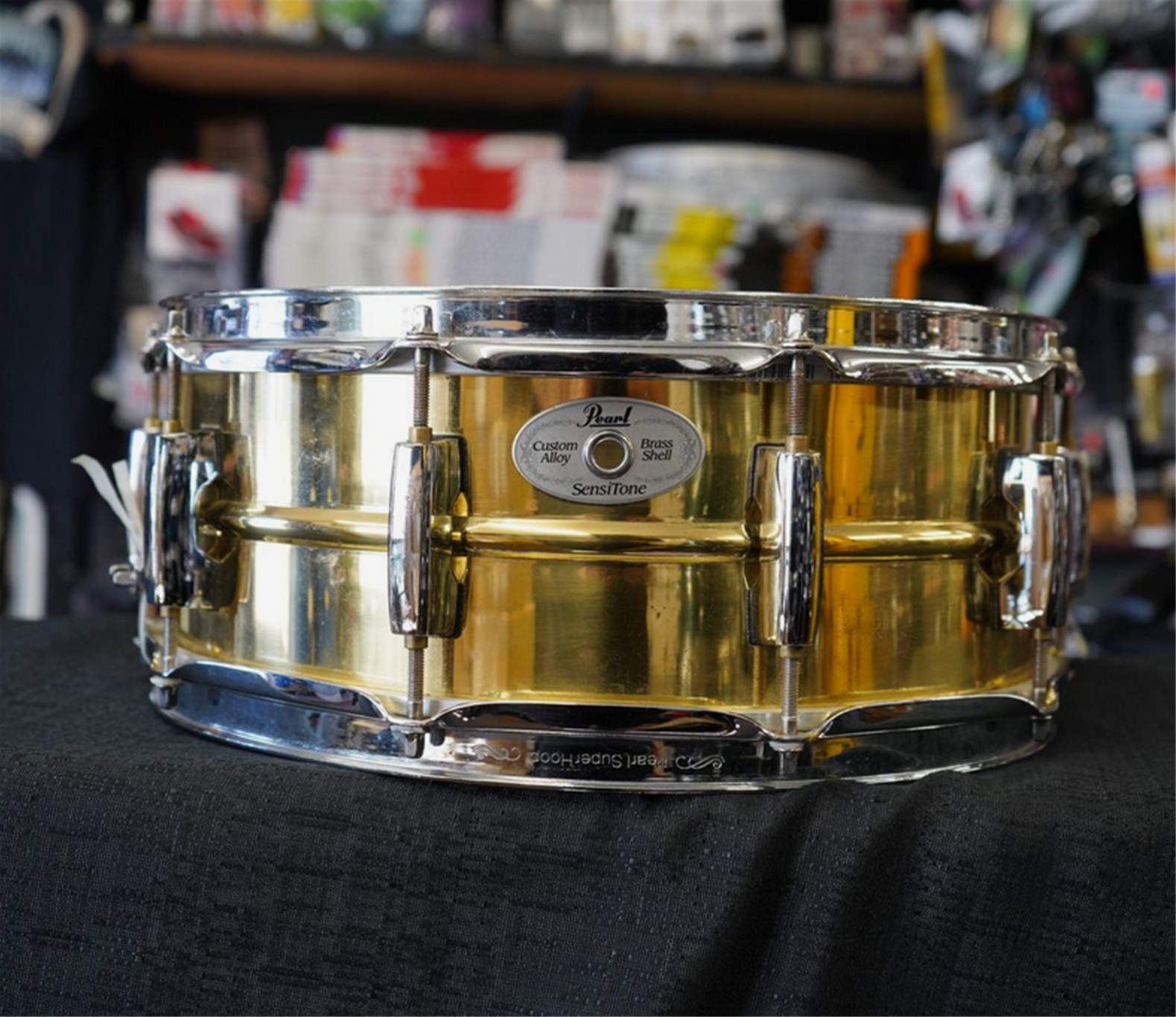 USED - Pearl SensiTone Brass 5x14" Snare Drum w/ Super Hoops